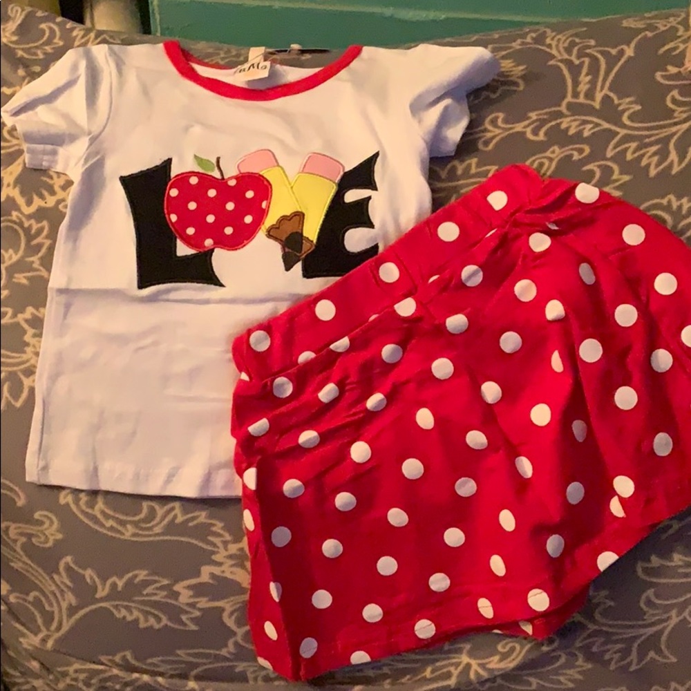 NWT Back to School outfit 2T skirt and shirt girls